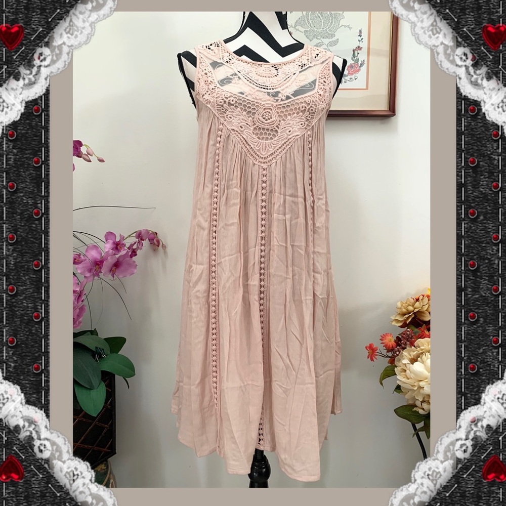 Mossimo Supply Co. Lace Inserted Light Pink Dress